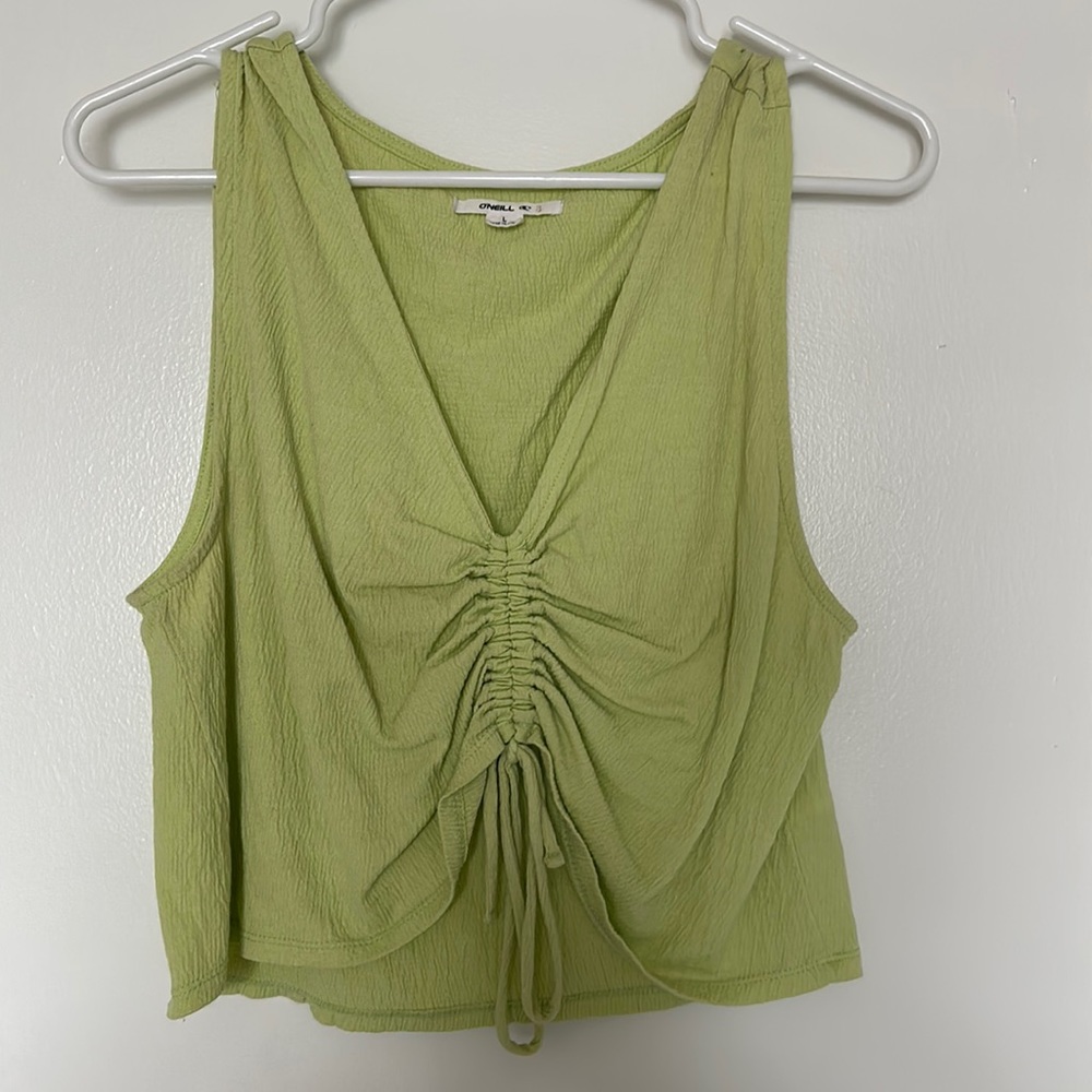 Green O’Neil rushed front crop top